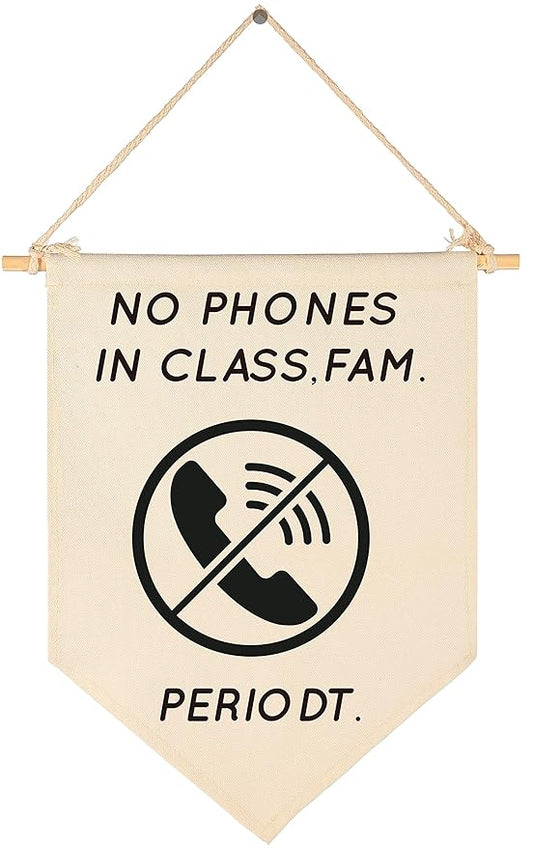 No Phones in Class Funny Classroom Rules Banner-Teacher Gift-Slang-Middle High School Classroom Wall Decor-Canvas Hanging Pennant Flag Banner Wall Sign Decor