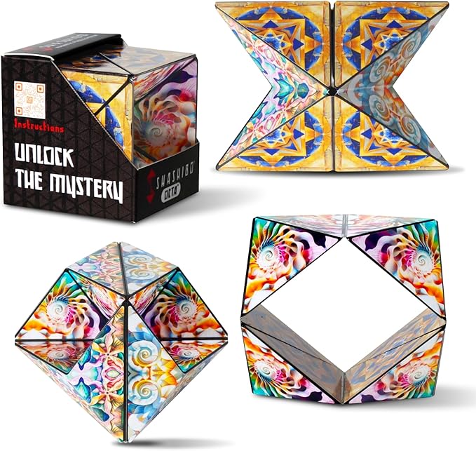 Shashibo Octa Shape Shifting Box - STEM Fidget Toy with Ultra Strong Magnets, Perfect Sensory Gift for Kids, Teens, and Adults – Pairs w/All Shashibo Cubes (Atlantis)