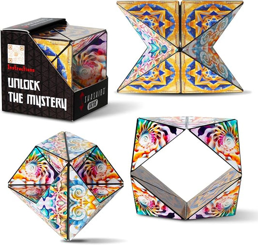 Shashibo Octa Shape Shifting Box - STEM Fidget Toy with Ultra Strong Magnets, Perfect Sensory Gift for Kids, Teens, and Adults – Pairs w/All Shashibo Cubes (Atlantis)