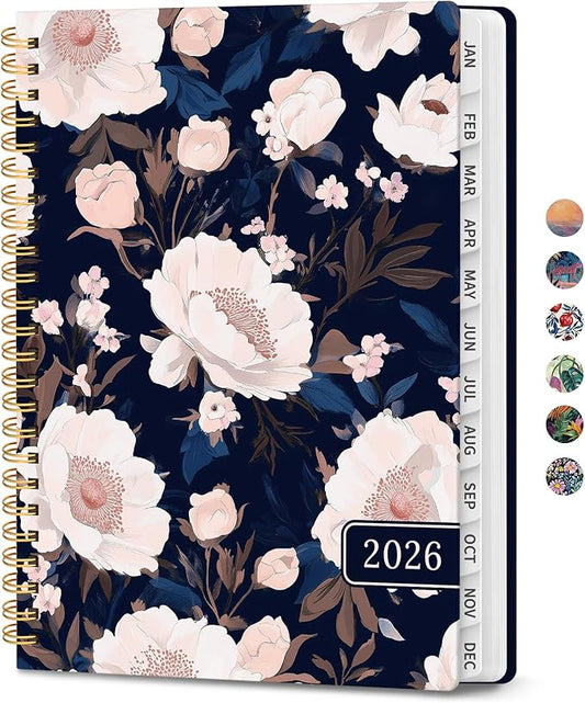 2026 Planner, Aesthetic Weekly and Monthly Planner for Women, Jan 2026 to Dec 2026, Hardcover 2026 Calendar Book with Monthly Tabs, Inner Pocket, Perfect for Office Home School - A4 (8.5" x 11"), Dusky Peony