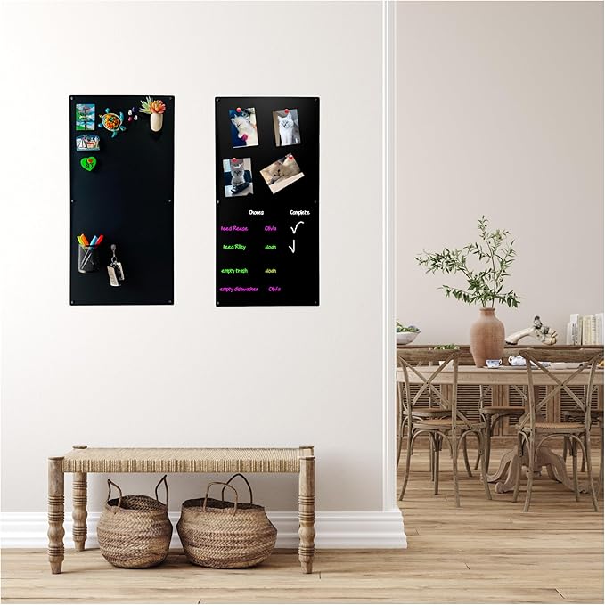 Large Magnetic Board for Wall - Magnet Display Board - Magnetic Bulletin Board - Dry Erase Memo Board- Made in USA (Matte Black, 15" Wx30 L)