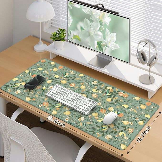 iCasso Large Mouse Pad - Non-Slip Desk Mat for Work & Gaming, Smooth Surface Keyboard Mousepad with Stitched Edges, Perfect for Office, Home, or PC Setup (Fits Keyboard & Mouse) (Green)