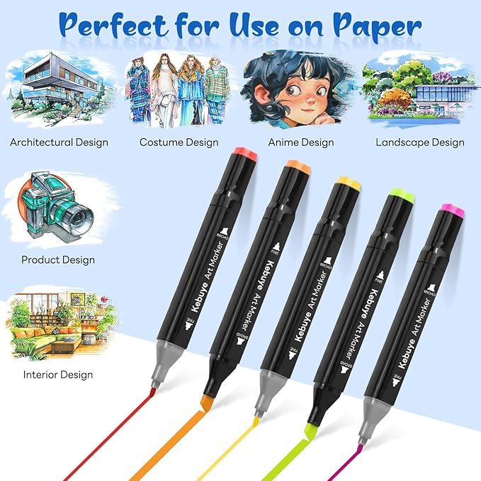 80 Colors Alcohol Markers Set, Dual Tips Blender Art Markers for Drawing Sketching Coloring Artist Pens and Underlining, Professional Permanent Sketch Markers for Kids Adult Coloring