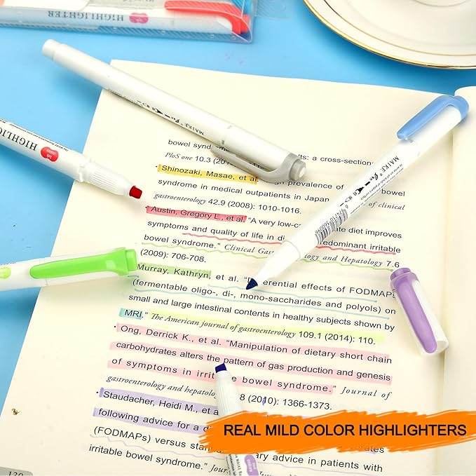 35Pcs Assorted Colors Highlighters, Pastel Highlighter Real Mild Markers Dual Tip Highlighter Markers Chisel and Fine Tips for Coloring, Underlining, Highlighting