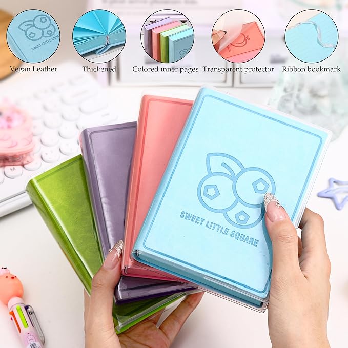 Thick Blank Fruit Color Page Notebook with Waterproof Cover,Small 400 Color Pages 3.9 × 5.5 Hardcover Journaling for Women Men Work, School, Note Taking or Sketching Diary (Peach-Pink)