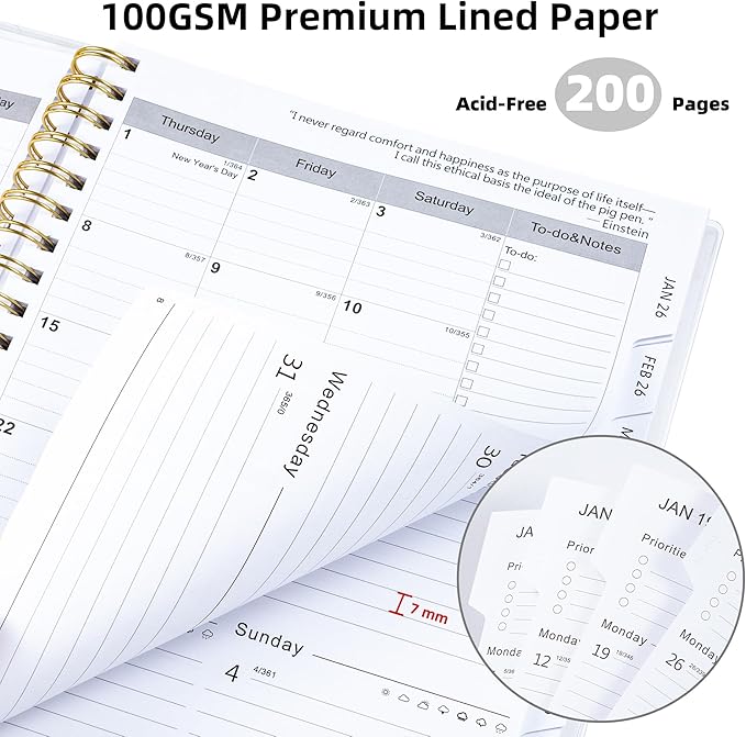 Ospelelf 2026 2027 Planner Weekly and Monthly Calendar Spiral Bound, A4 Office Supplies For Women & Men, 18 Months PVC Cover Life Planners with Stickers Polka Dots