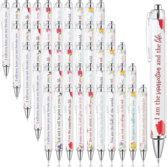Mr. Pen- Christian Pen Set, 50 Pack, Black Ink, Floral, Bible Verse Pens Bulk, Ballpoint No Bleed Through