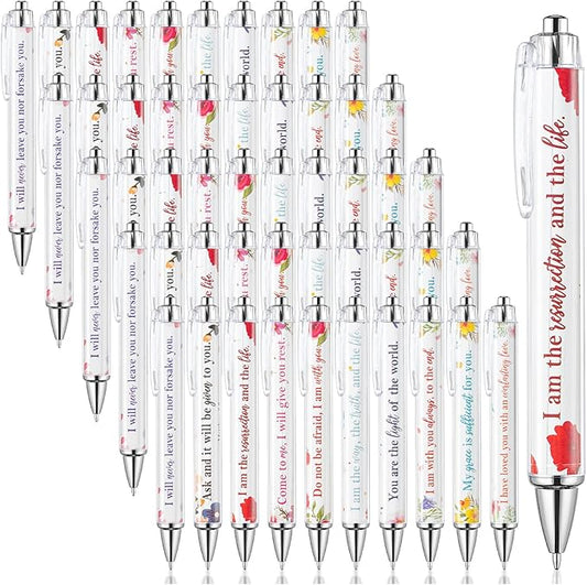 Mr. Pen- Christian Pen Set, 50 Pack, Black Ink, Floral, Bible Verse Pens Bulk, Ballpoint No Bleed Through
