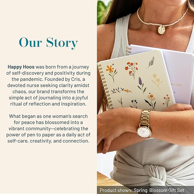 Happy Hoos® Aesthetic Spiral Notebook - 6.25" x 8.25" College Ruled Journal Notebook - Hard Cover Writing Journal for Work, School, Travel, More - Floral Notebook 8 Seasonal Designs(Spring Bloom)