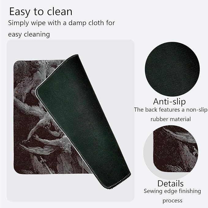 Dark Gothic Mouse Pad,Vintage Hell Desk Mat,Vintage Desk Decor,Blck and White Renaissance Mouse Pad for Dorm Home Office Decor,10.2x8.3 Inch