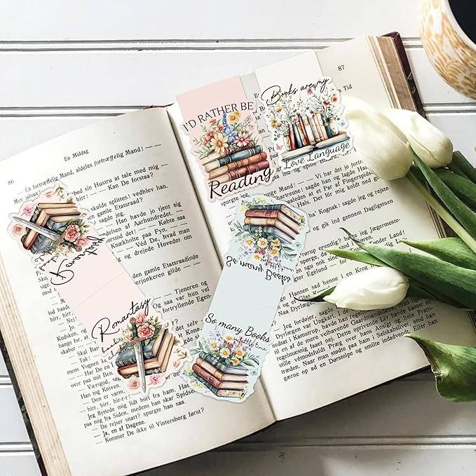 Vintage Floral Magnetic Bookmarks, 12 Pcs Book Lovers Magnet Book Mark Clips for Reading, Cute Bookish Gifts for Women Girls, Flower Page Marker for School Office Christmas Stocking Stuffers