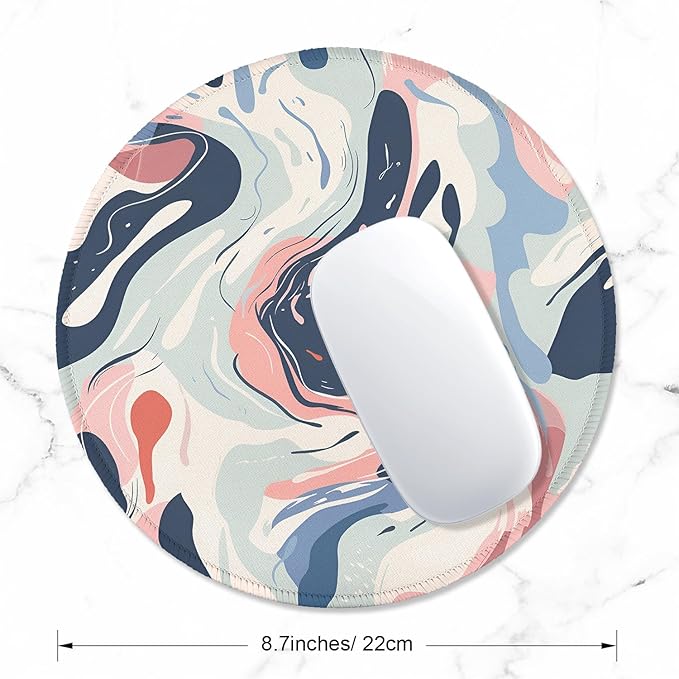 ITNRSIIET Round Mouse Pad with Stitched Edge Premium-Textured Waterproof Non-Slip Rubber Base Desktop Protection Mat Diameter 8.7 inches, Art Style Pattern