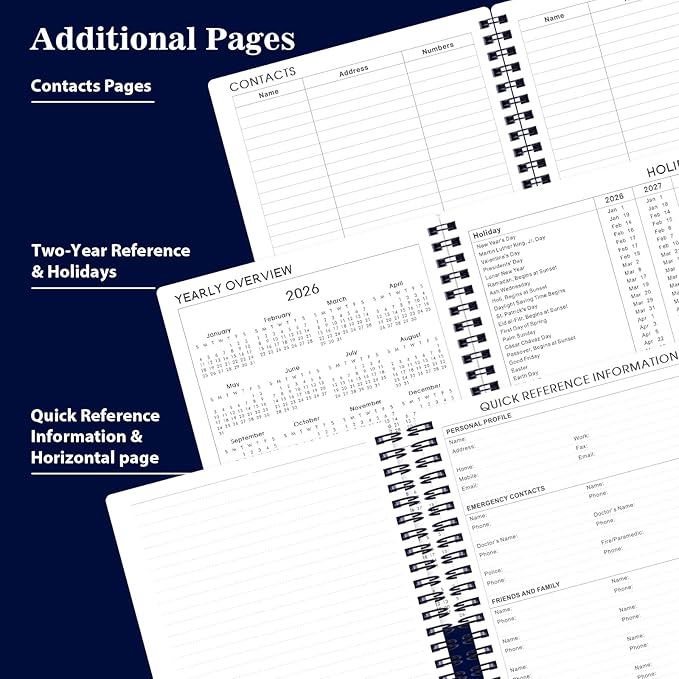 2026 Planner - Planner 2026 with Weekly & Monthly Spreads, Jan 2026 - Dec 2026, 6.25" × 8.3", Strong Twin-Wire Binding, Round Corner, Flexible Cover, Monthly Tabs