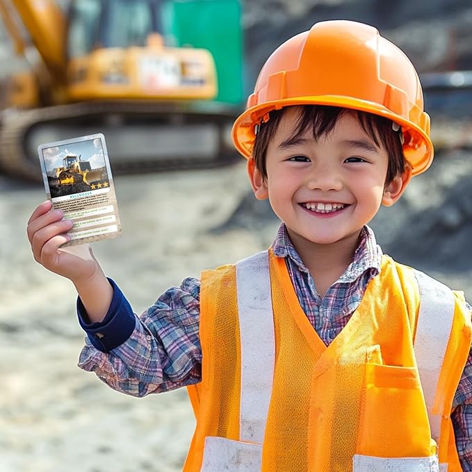 Construction Vehicle Trivia Flash Cards for Kids Ages 3+ | Educational Learning Cards with Trucks & Machines, STEM Fact Cards in Metal Tin, Screen-Free Travel Toy
