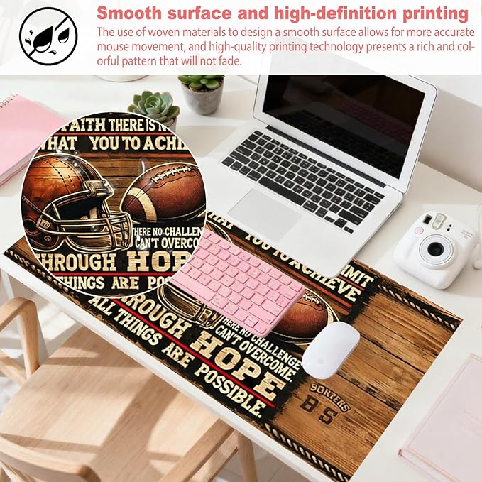 Nuxovilar Large Mouse Pad & Computer Game Mouse Mat (35.4x15.7IN, Vintage Rugby Art) (90 * 40cm Vintage Rugby)