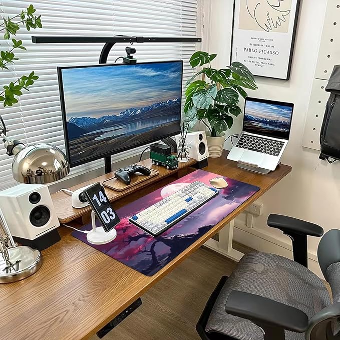 Mouse Pad Gaming Mouse Pad Desk Pad XL Large Mouse Mat Keyboard Mat Office Desk Decor AccessoriesKeyboard Mat Office Desk Decor Accessories (Pink Ink Painting One)