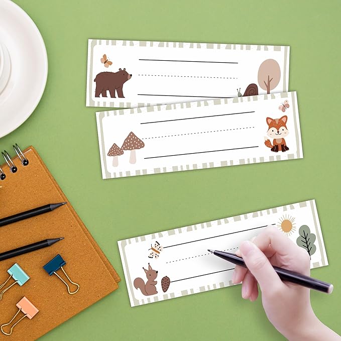 Self-Adhesive Student Name Tags -Jungle Animals Name Plate Stickers for Teens -45 Pcs Funny Multipurpose Name Label Favors Decorations & Supplies for Classroom Desks Bulletin Boards School -A03