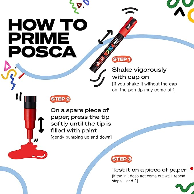 POSCA PC-5BR Water-Based Paint Markers, Reversible Brush Tip (1.0-4.0mm), Assorted Colors, 8 pack