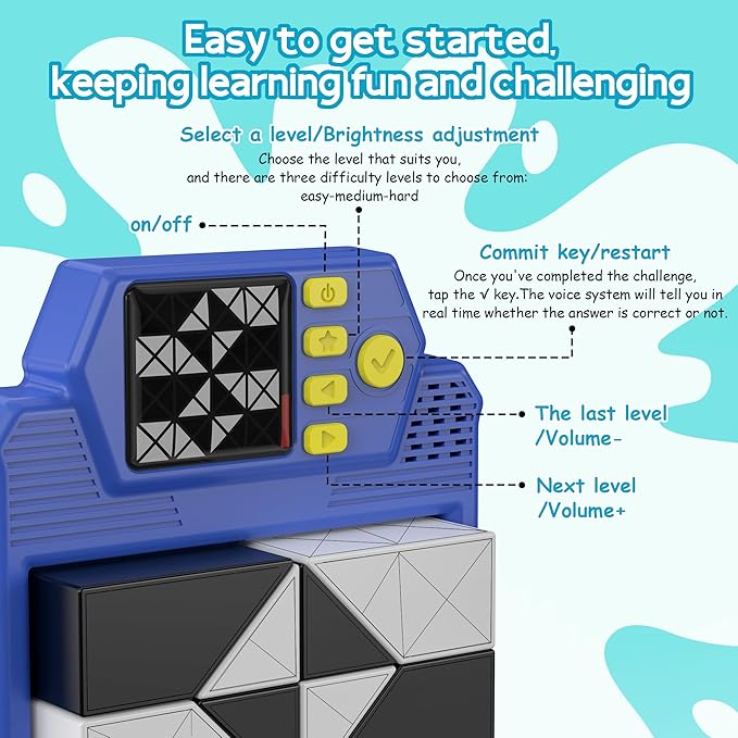Smart Brain Teaser Game with 210 Challenges & 3D Puzzle Blocks - Self-Checking Montessori Toy for Kids, Teens, Adults to Train Logic Spatial Skills, 3 Difficulty Levels Educational Gift