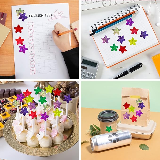 3 Rolls Star Stickers,1500pcs Foil Shiny Self-Adhesive Colorful Star Stickers for Kids Reward for Student Planner and School Classroom Teacher Supplies