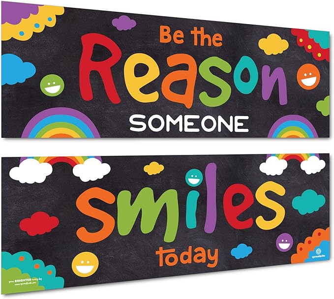 Sproutbrite 13.5" x 39" Classroom Decorations - Banner Posters for Teachers - Bulletin Board and Wall Decor for Pre School, Elementary and Middle School