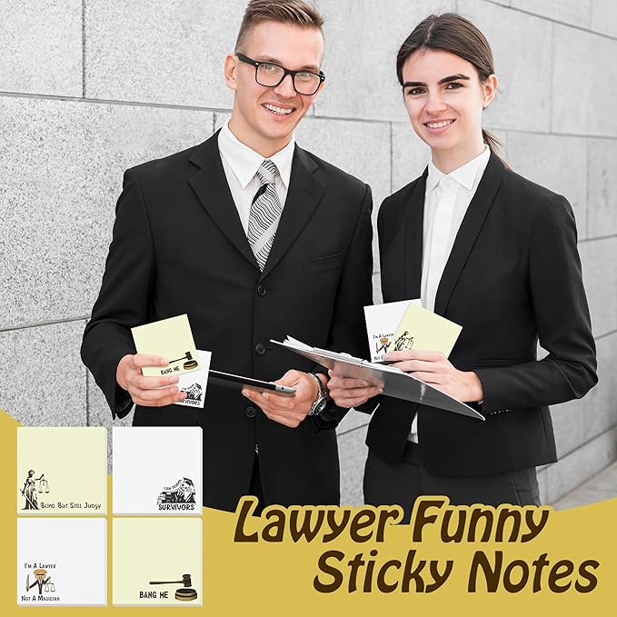 12 Pcs Lawyer Funny Sticky Notes Self-Stick Writing Memo Pads for Attorneys Law Students Paralegals Legal Assistants Office Stationery Supplies Desk Accessories Graduation Gifts Law School Essentials