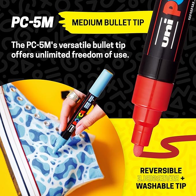 Posca Exclusive 5M Paint Markers Gift Set of 16 with Carrying Case, Great for Kids and Adults, Acrylic Art Markers for Coloring Decorations, Canvas, Wood, Glass and Metal