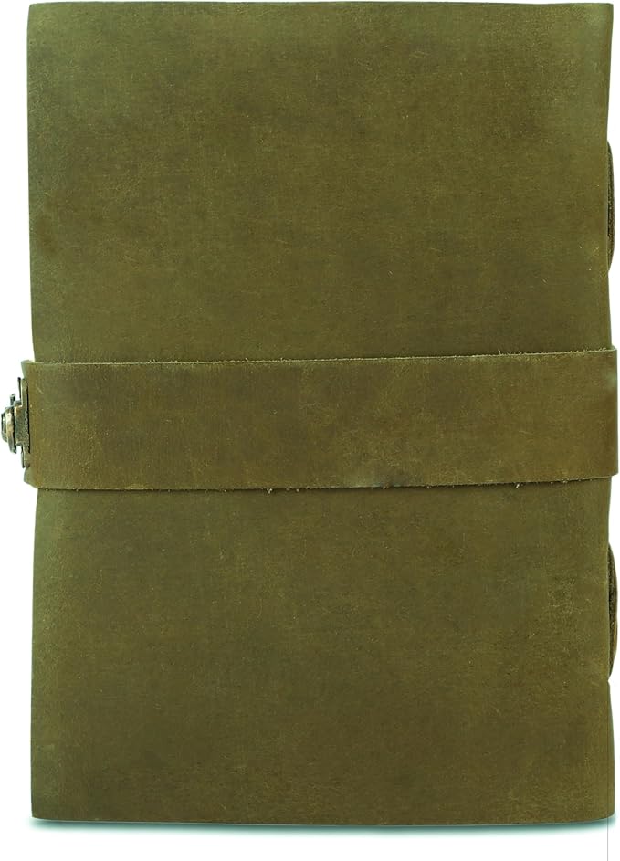 Vintage Leather Journal Handmade Buffalo Deckle Edge Paper – Leather Bound Journal for Women Men Vintage C-Lock Closure Ideal for Writing & Travel for Artists