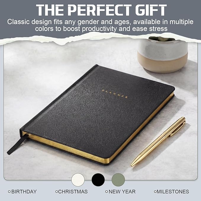 Productivity 2026 Planner Undated Daily Weekly Monthly Time Management & Organization Goal Achievement for Professionals & Students Workers(Black)