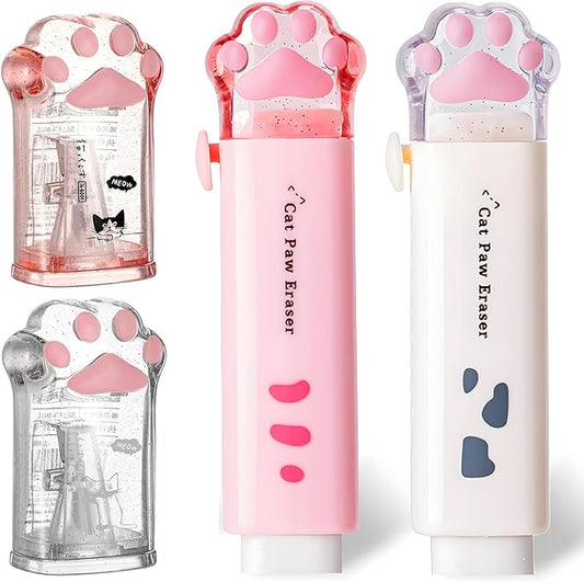 4Pcs Cute Stationery Set,Kawaii School Supplies,Including 2 Retractable Erasers and 2 Pencil Sharpeners, for Kawaii Office School Home Supplies(Eraser and 2Pcs)