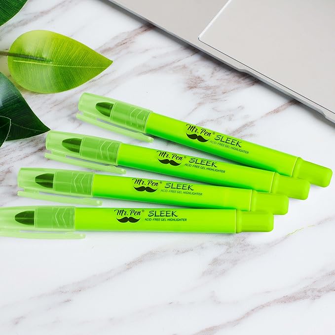 Mr. Pen No Bleed Gel Highlighter, Bible Highlighters, Green, Pack of 4
