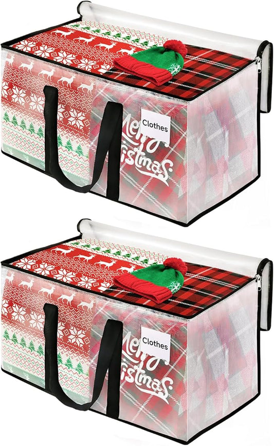 BlissTotes Moving Bags, 125L 2-Pack Storage Bags, Moving Box Heavy Duty Extra Large, Moving Totes with Zipper, Reinforced Handles Boxes for Packaging Moving, Decorative Wreath Storage