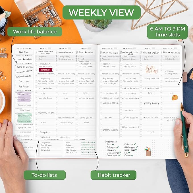 Clever Fox Hourly Planner PRO Premium – Undated Schedule Planner with Daily Time Slots – Personal Organizer Notebook for Time Management – Weekly & Monthly Life Journal, A4 size (Rose Gold)