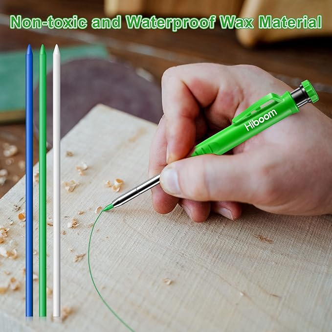 Hiboom 24 Pieces 2.8mm HB Refill for Carpenter Pencil, Study Long Lasting Pencil for Mechanical Woodworking Construction(24 Piece,White Blue Green)