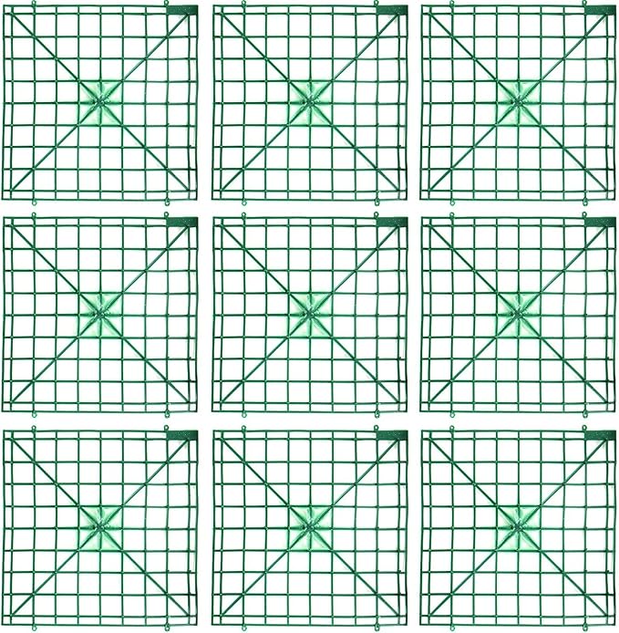 Artificial Flower Grid Panels,DIY Flowers Wall Frames,Flowers Wall Arches Backdrop,Plastic Fences Frames,Flower Grids,Artificial Flowers Plant Base,16 Pieces,10x10 Inches.