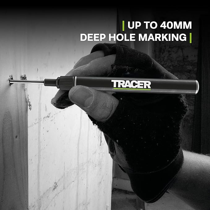 Tracer 40-50mm Long Nib Marker with Holster 2 Pack - Woodworking Tools - Deep Hole Work Pen For Wood, Plastic - Tile and Metal - Extended Nose Marking Pens Deep Nose Marker Carpenter Tools - ALNP2