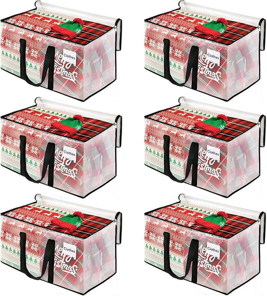 BlissTotes Moving Bags, 125L 6-Pack Storage Bags, Moving Box Heavy Duty Extra Large, Moving Totes with Zipper, Reinforced Handles Boxes for Packaging Moving, Decorative Wreath Storage