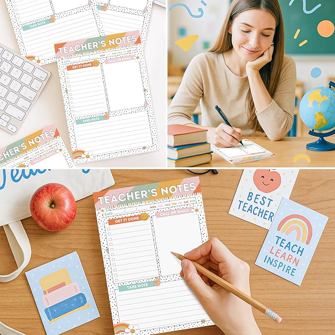 Teacher Gifts, Gifts for New Teachers, Retro Groovy Teacher Notepad, To-Do List Notepad, Stationery Must-Have Supplies for Preschool, Elementary, Middle, and High School Teachers