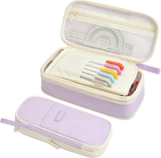 YOKUMA Pencil Case Cute Pencil Pouch for Girls Big Capacity Pen Bag Box, Kawaii Aesthetic College School Supplies for Student Teen Adults Preppy, Purple
