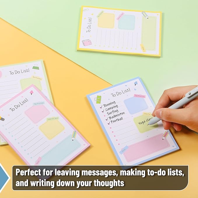 Mr. Pen- to Do List Sticky Notes, 4"x6", 4 Pads, 200 Sheets, School Style, to Do List Notepad, Lined Sticky Notes, Todo List Notepad