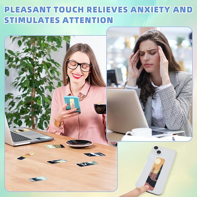 90PCS Sensory Stickers – 2 Textured Surface, Storage Box Included – Sensory & Calming Strips for Office, Classroom Desk, Teachers, Adult Stickers for Anxiety Relief, Stress (Landscape)