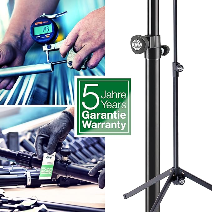 K&M Konig & Meyer 16075.000.56 Headphone Table Free-Standing Holder | Protective Rubber Padded Arm | Slip-Resistant Base | Black Structured Surface | Steel Design | Headset Accessory | German Made