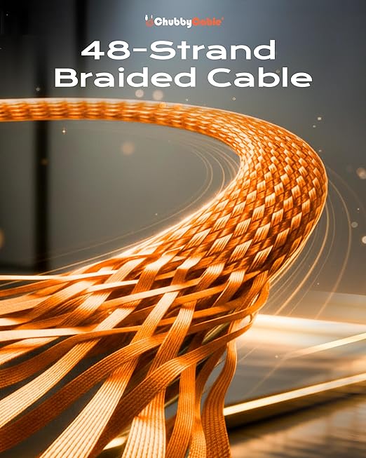 chubbycable StandLite 240W Braided Fast Charge Cable with Built-in Phone Stand T-Shaped Foldable Durable USB-C Cord 90 Degree USB C Cable Right Angle Multi-Functional Charger Cord, Orange, 4.9FT