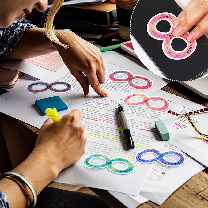 36 Pcs Sensory Strips Infinity Rainbow Anxiety Mindfulness Stickers Adults Stress Breathing Stickers Fidget Adhesives Rough Textured Tape for Classroom Desk Office Computer(Figure of Eight)