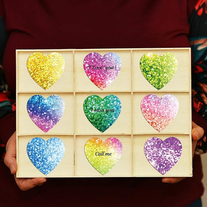 Teling 24 Pack Valentine's Day Sticky Notes Heart Shape Sticky Notes 3 x 3 Inch Sequins Notepads Bulk Cute Memo Pads for Galentines Party Gifts School Office Supplies (Bright)