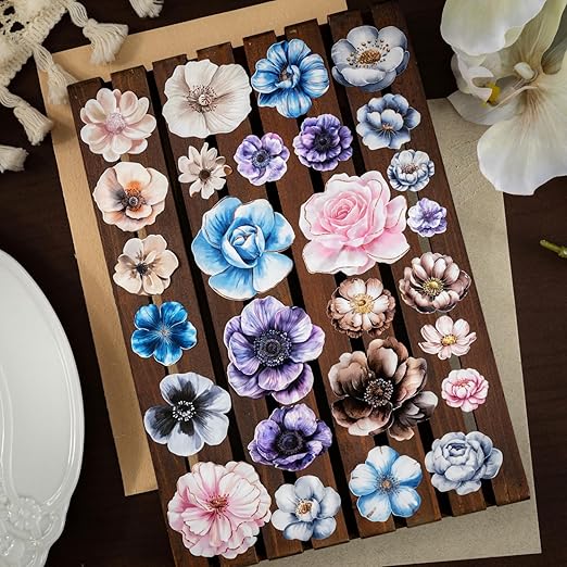 6 Rolls Floral Washi Tape Set,Pre-Cut Scrapbook Flower Tape Stickers for Journaling Supplies,Junk Journal,Scrapbooking,Notebook,Phone Case,Cups,Planner(Flower Dwelling Leisurely)