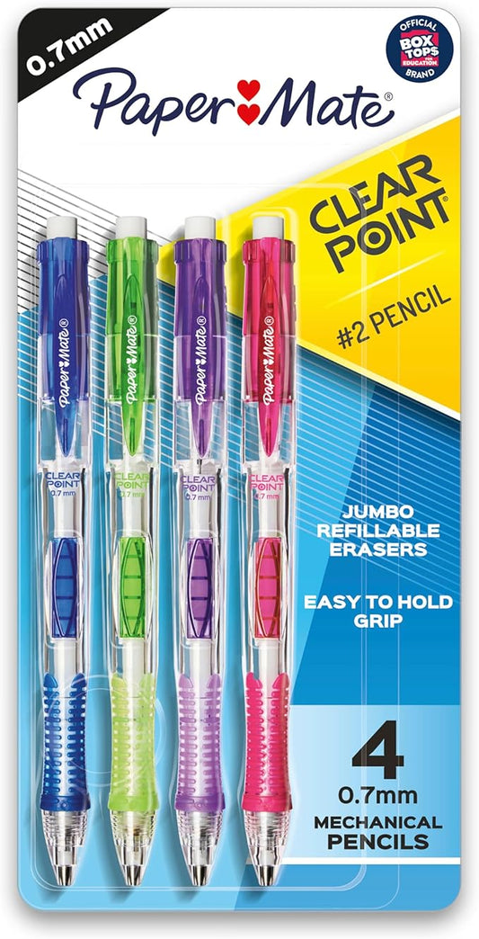 Paper Mate Clearpoint Mechanical Pencils 0.7mm HB #2 Pencil Set Art Supplies Teacher Supplies Sketching Pencils Drafting College School Fashion Barrels 4 Count