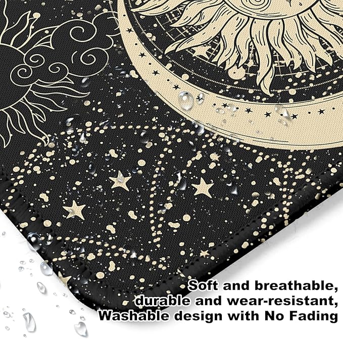 Moon and Sun Square Mouse Pad,Non-Slip Rubber Base Mouse Pad, Home Office Decoration Desktop Accessory,Laptop Mouse Pad for Office Laptops,9.4x7.8x0.12inch.