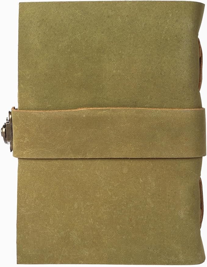 Vintage Leather Journal Handmade Buffalo Deckle Edge Paper – Leather Bound Journal for Women Men Vintage C-Lock Closure Ideal for Writing & Travel for Artists