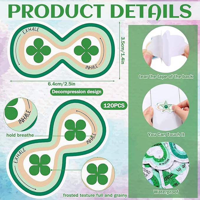Fulmoon 120 Pcs Anxiety Sensory Stickers Textured Sensory Strips Tactile Rough Calm Sensory Stickers Adhesive Tactile Fidget Tool for Classroom Desk Adults Teens Anxiety Relief(Green)